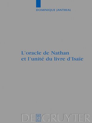 cover image of L'oracle de Nathan et l'unité du livre d'Isaïe